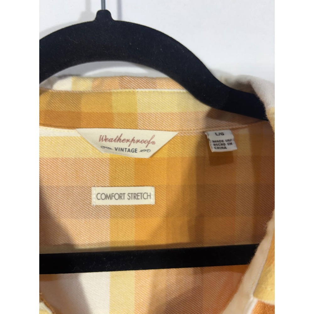 Western Plaid Flannel Weatherproof Vintage Button Up Shirt Womens Large Orange - Picture 4 of 7